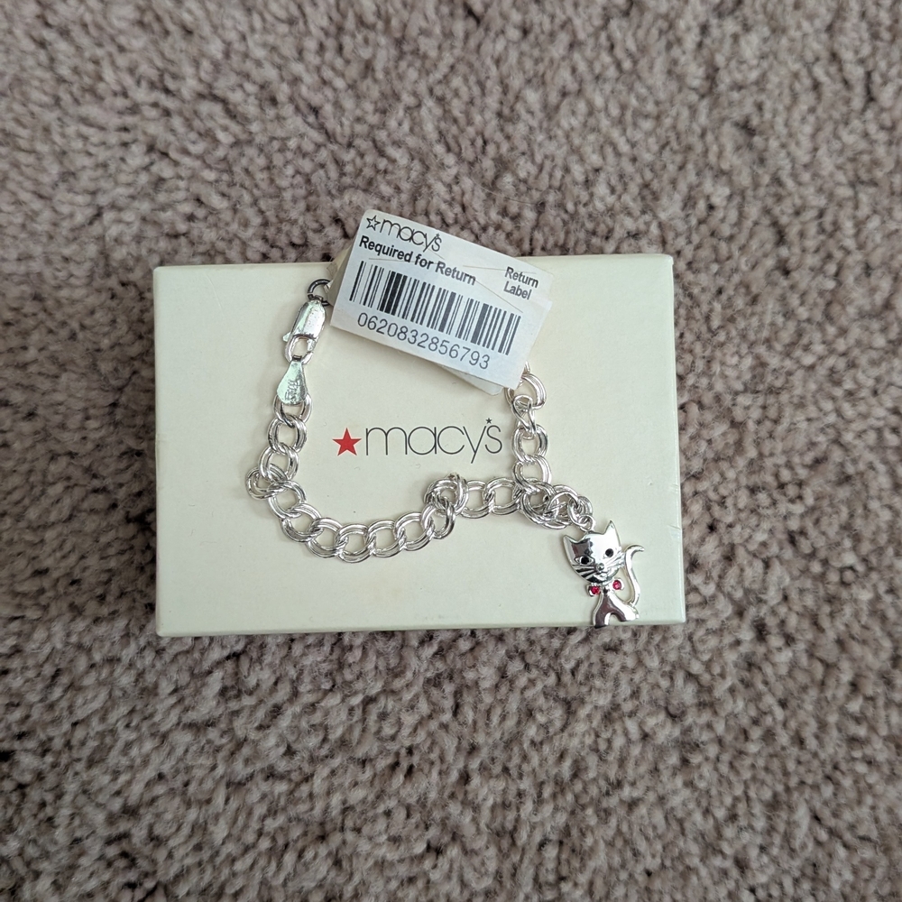Silver Cat Charm Bracelet